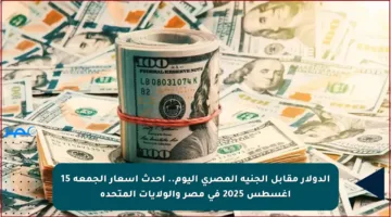 الدولار مقابل الجنيه المصري اليوم.. أحدث أسعار الجمعة 15 أغسطس 2025 في مصر والولايات المتحدة